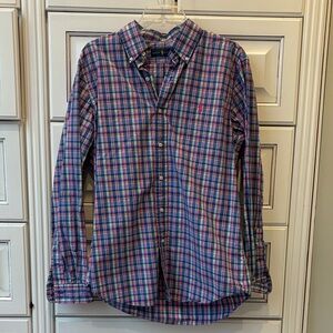 Polo by Ralph Lauren Men's Blue and Pink Plaid Shirt
